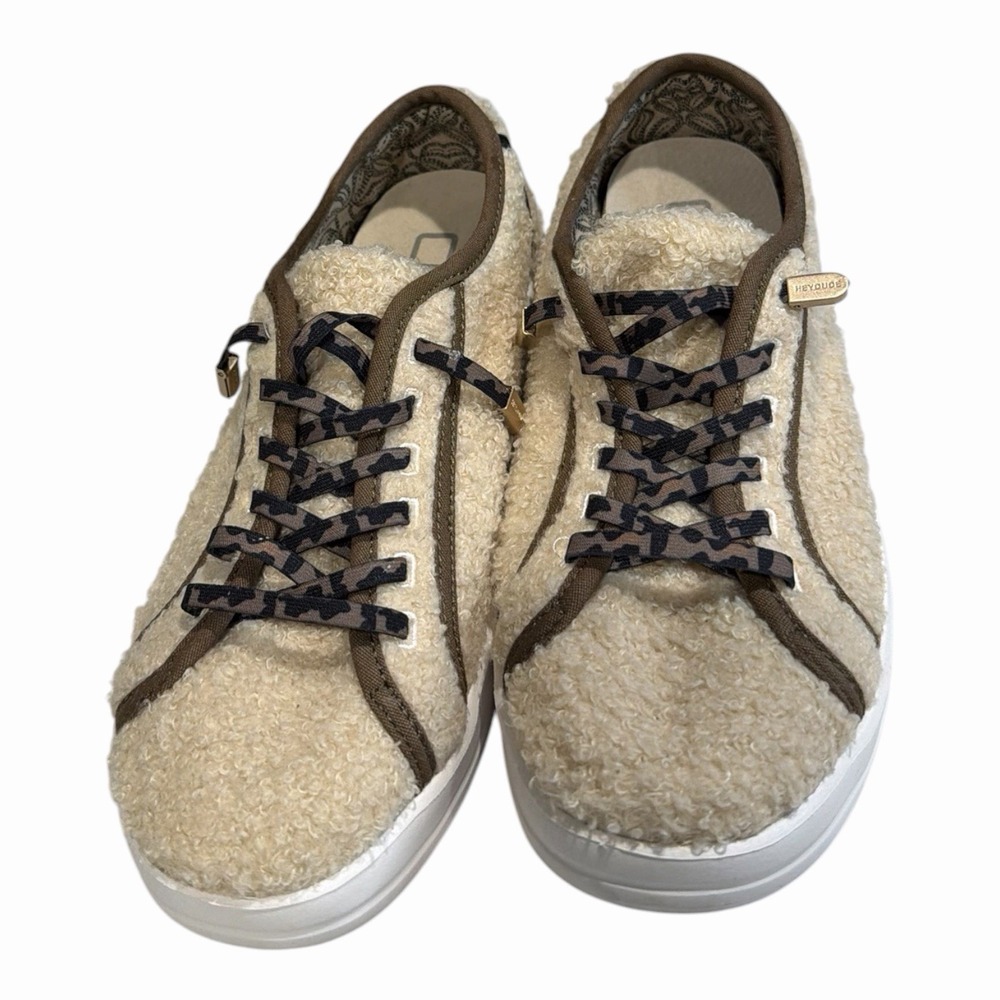 Hey Dude Karina Sherpa Marshmallow Leo Womens 7 Fleece Comfort Lace Up Shoes